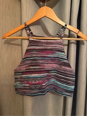 Threads 4 Thought Striped Crop Tank in Teal, Purple & Black